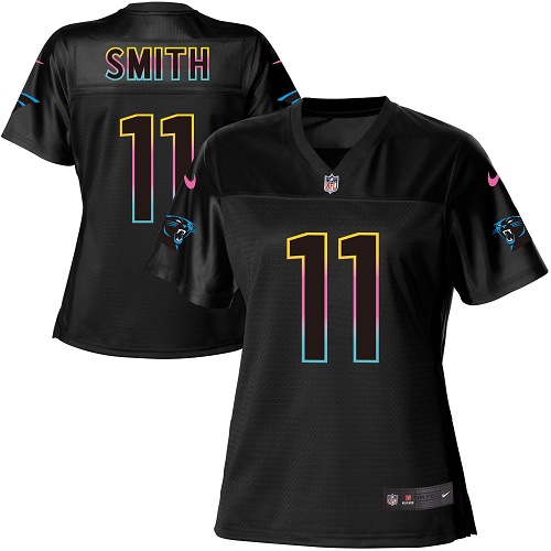Nike Panthers #11 Torrey Smith Black Women's NFL Fashion Game Jersey - Click Image to Close